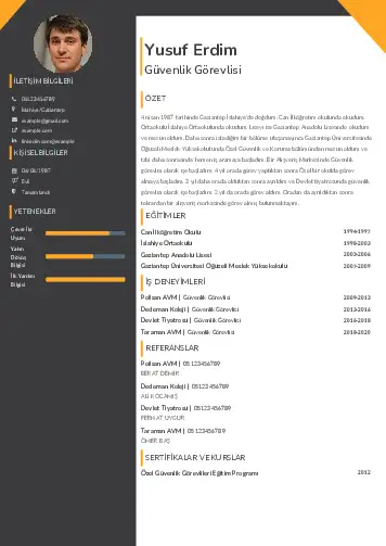 Güvenlik Görevlisi CV Örnekleri cv indir